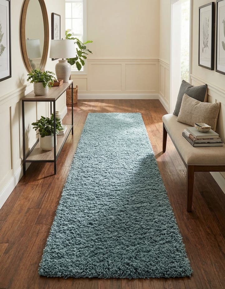 2' 7 x 13' Solid Shag Runner Rug