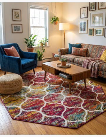 7' x 7' Trellis Frieze Octagon Rug