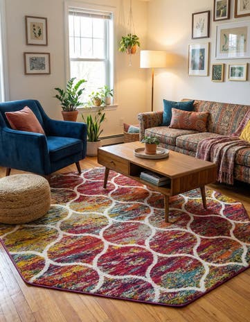 7' x 7' Lattice Frieze Octagon Rug