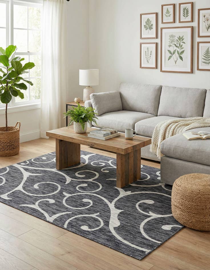 Detail image of 6' x 9'  Washable Botanical Indoor / Outdoor Rug