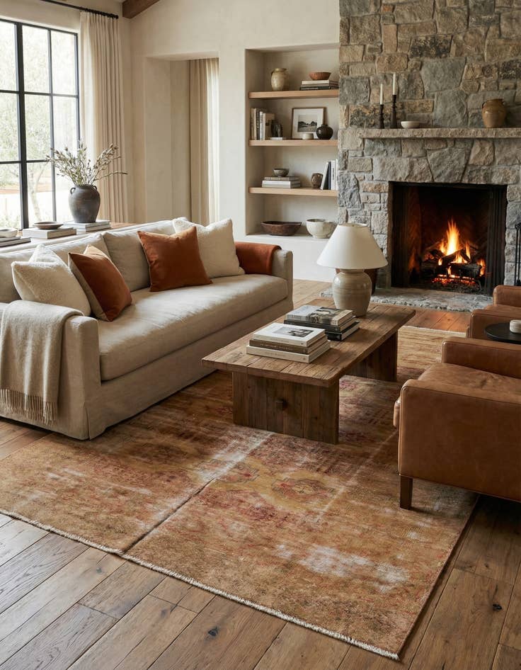 Detail image of 4' 10 x 7' 6  Hand Knotted Ultra Vintage Persian Wool Rug