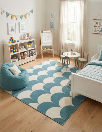Sky blue Whimsy Kids Square Rug