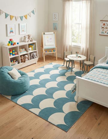 Sky blue Whimsy Kids Square Rug