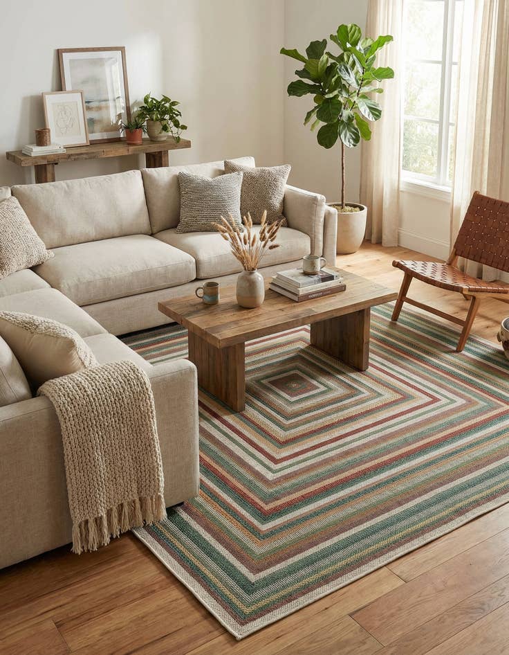 Detail image of 7' 10 x 7' 10  Washable Baja Indoor / Outdoor Square Rug