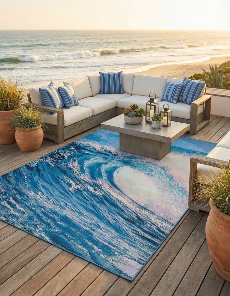 Detail image of 9' x 12'  Washable Modern Indoor / Outdoor Rug
