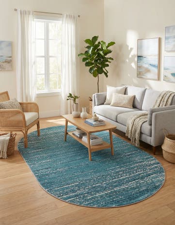 Blue Oasis Oval Rug