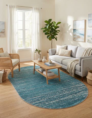 Blue Oasis Oval Rug