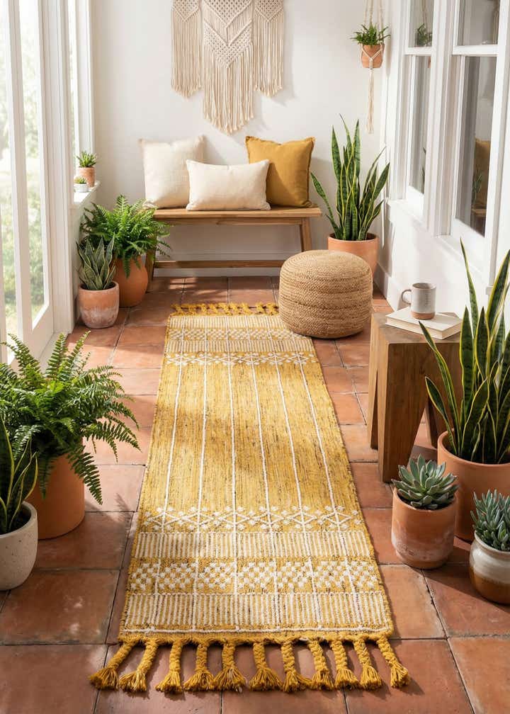 2' 2 x 8' 2 Easy-Clean Eco Bohemian Indoor / Outdoor Runner Rug