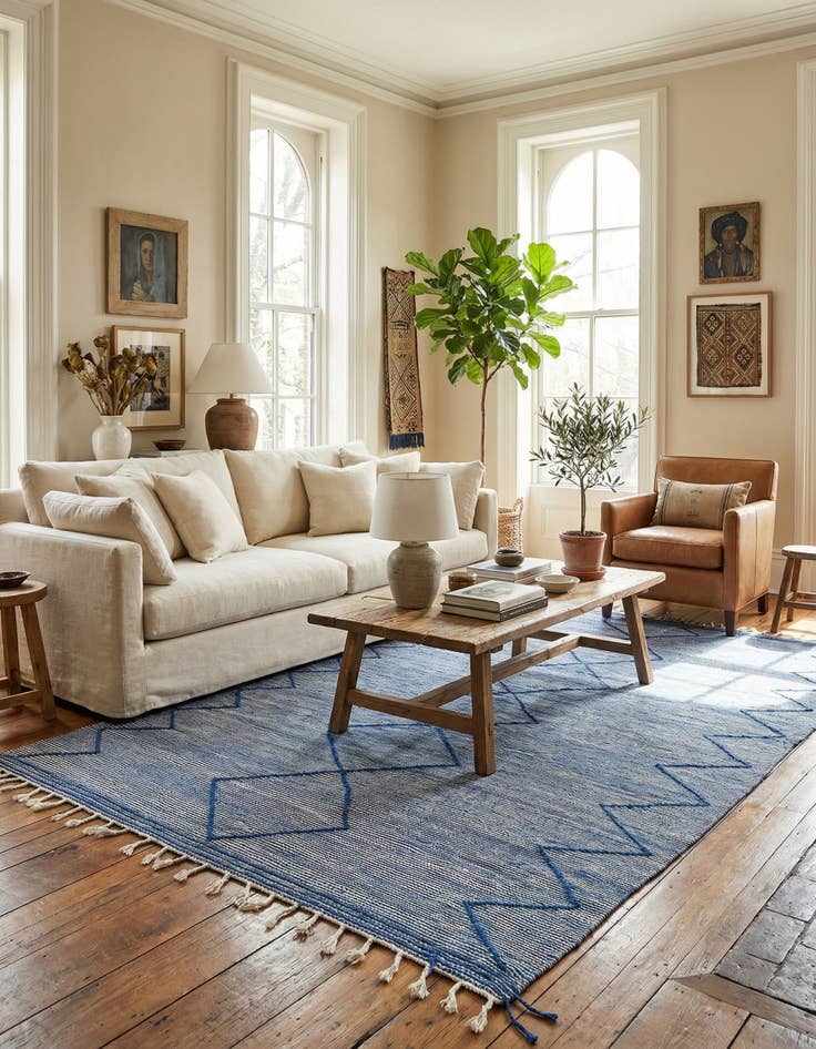 Detail image of 6' 2 x 10'  Hand Knotted Moroccan Wool Rug