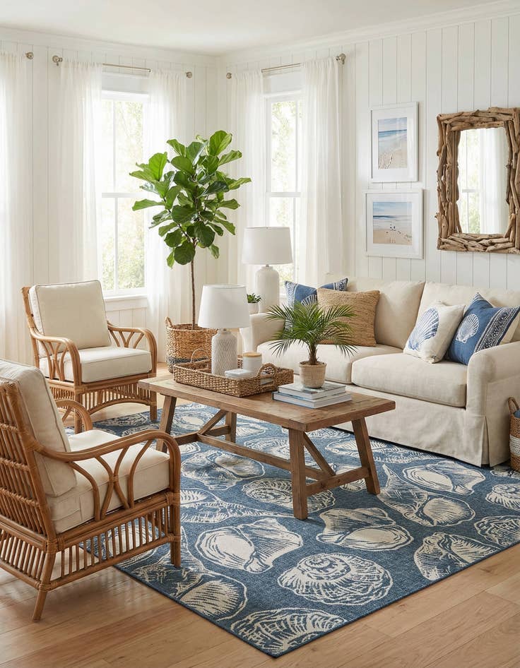 Detail image of  9' x 12'  Washable Coastal Indoor / Outdoor Rug