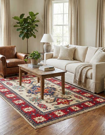 5' 8 x 8' Hand Knotted Kazak Rug