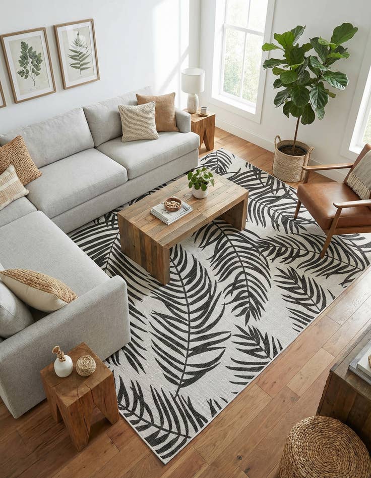 Detail image of 9' x 12'  Washable Botanical Indoor / Outdoor Rug