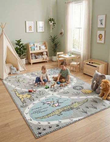 7' 10 x 10' Animals Whimsy Kids Rug