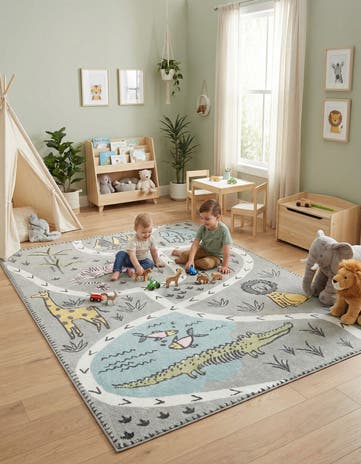 7' 10 x 10' Animals Whimsy Kids Rug