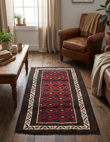 2' 9 x 4' 7 Hand Knotted Balouch Persian Wool Rug