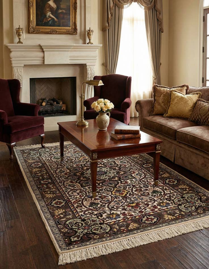 Detail image of 3' x 5'  Hand Knotted Kashmir Oriental Wool Rug