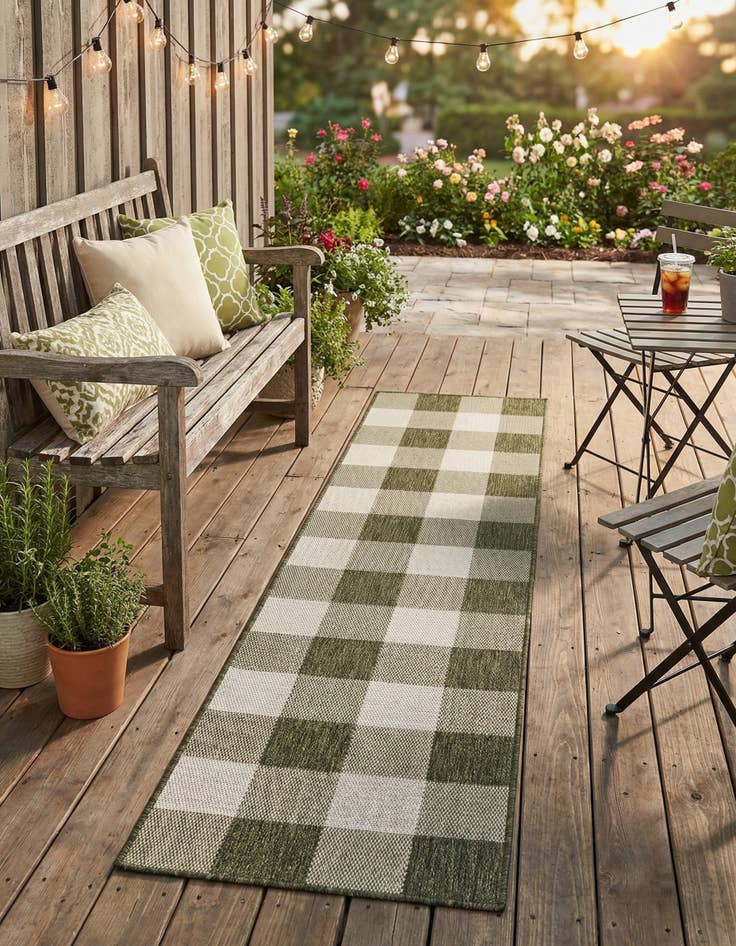 Detail image of 2' x 8' Easy-Clean Checkered Indoor / Outdoor Runner Rug
