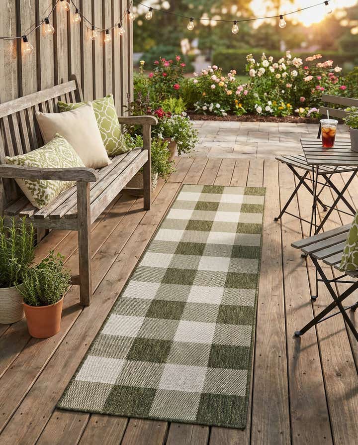2' x 8' Easy-Clean Checkered Indoor / Outdoor Runner Rug
