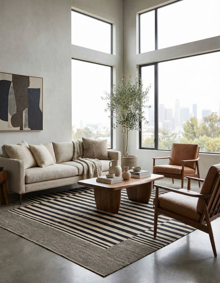 Detail image of 5' 8 x 7' 8  Hand Woven Kilim Modern Wool Rug