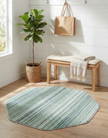 Green Gemstone Octagon Rug