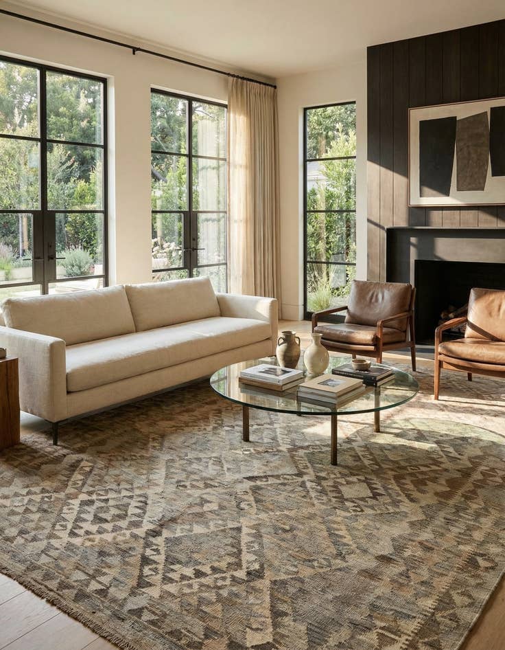 Detail image of  6' 8 x 10'  Hand Woven Kilim Maymana Wool Rug