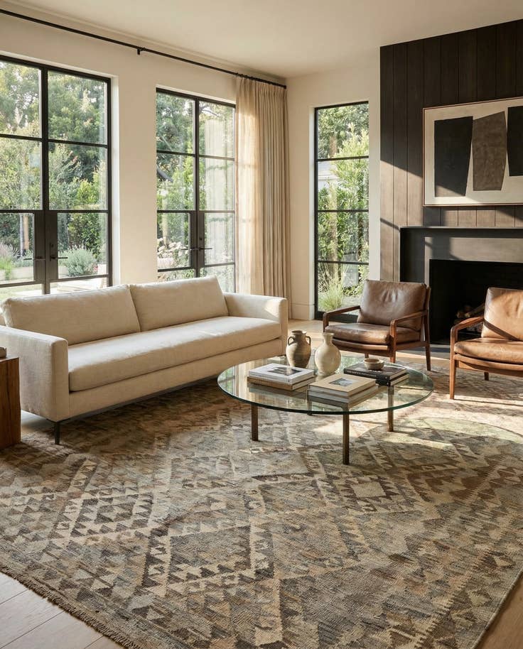 Detail image of 6' 8 x 10' Hand Woven Kilim Maymana Wool Rug