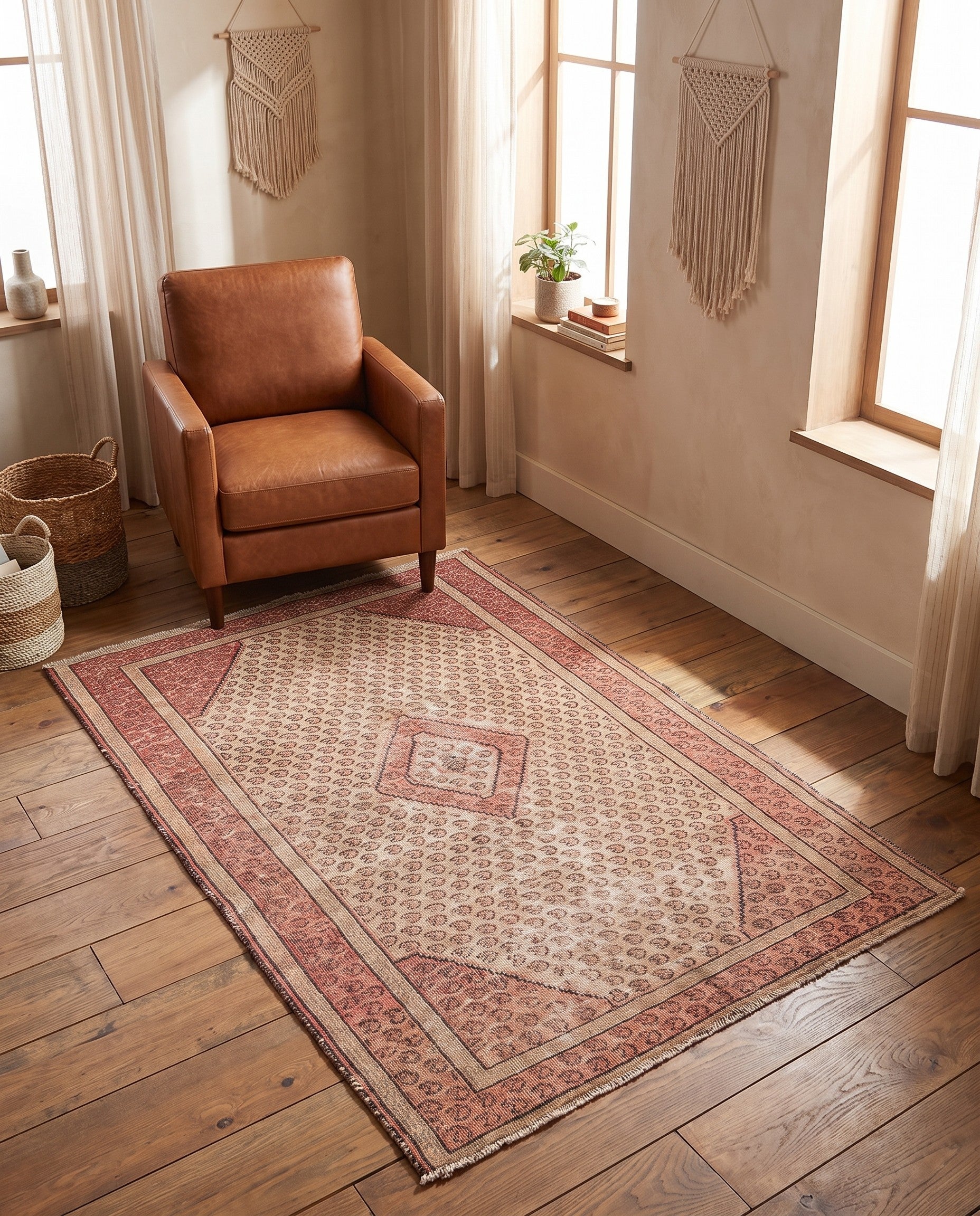 3' 10 x 6' 5 Hand Knotted Ultra Vintage Persian Wool Rug