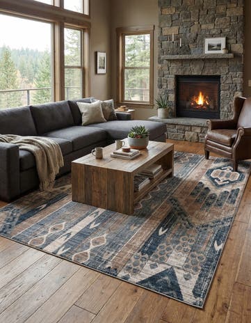 Navy Blue Oregon Rug