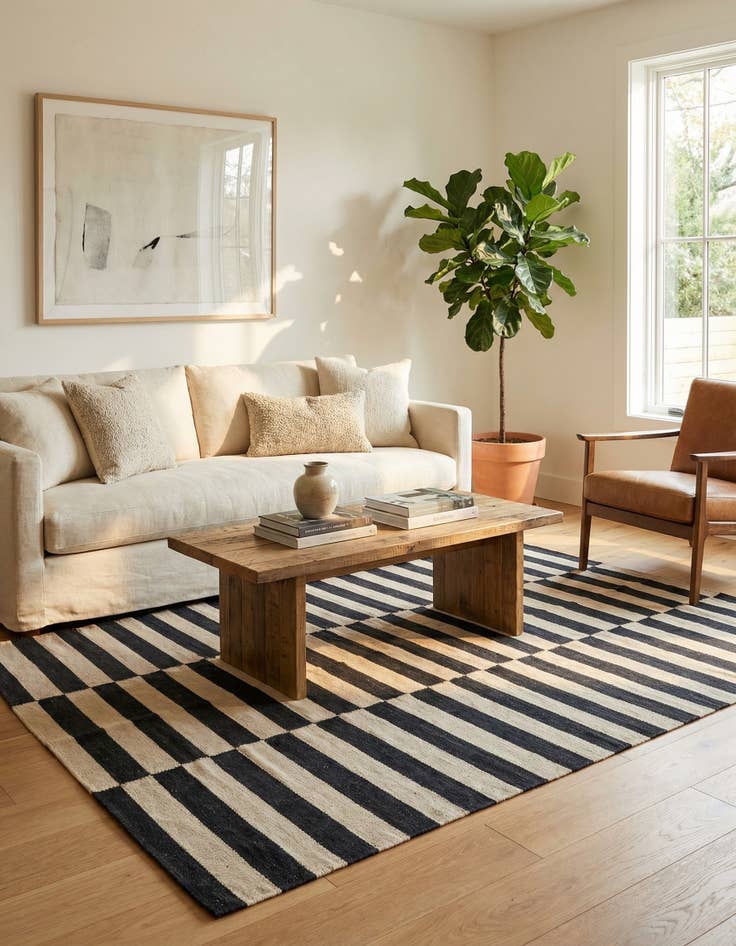 Detail image of 4' 3 x 5' 10  Hand Woven Kilim Modern Wool Rug