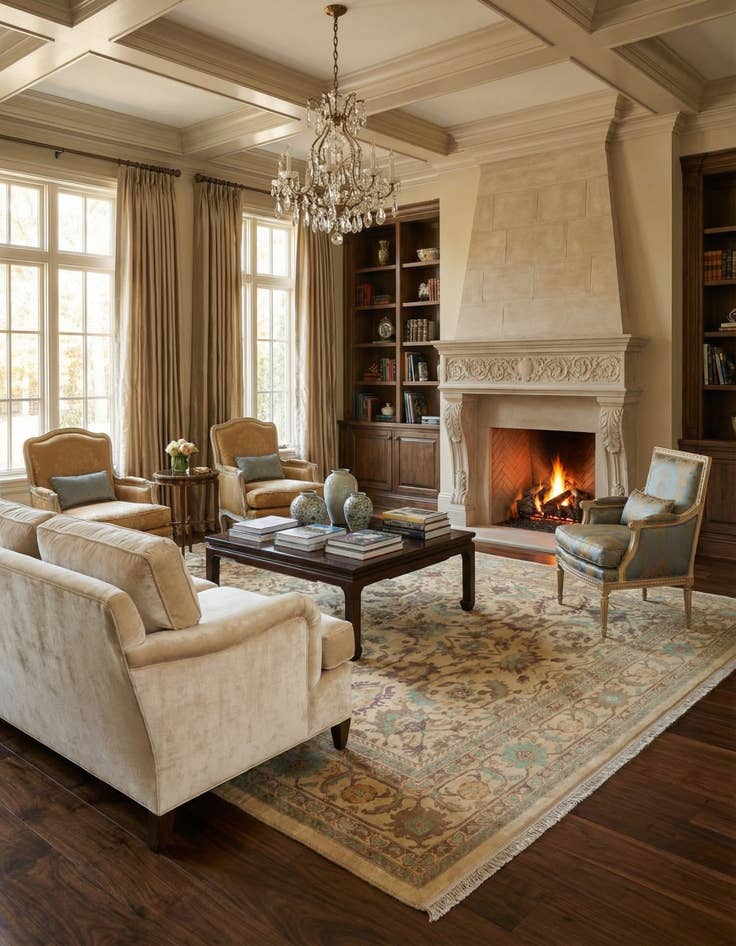 Detail image of 8' 5 x 10' 5  Hand Knotted Indo Tabriz Wool Rug