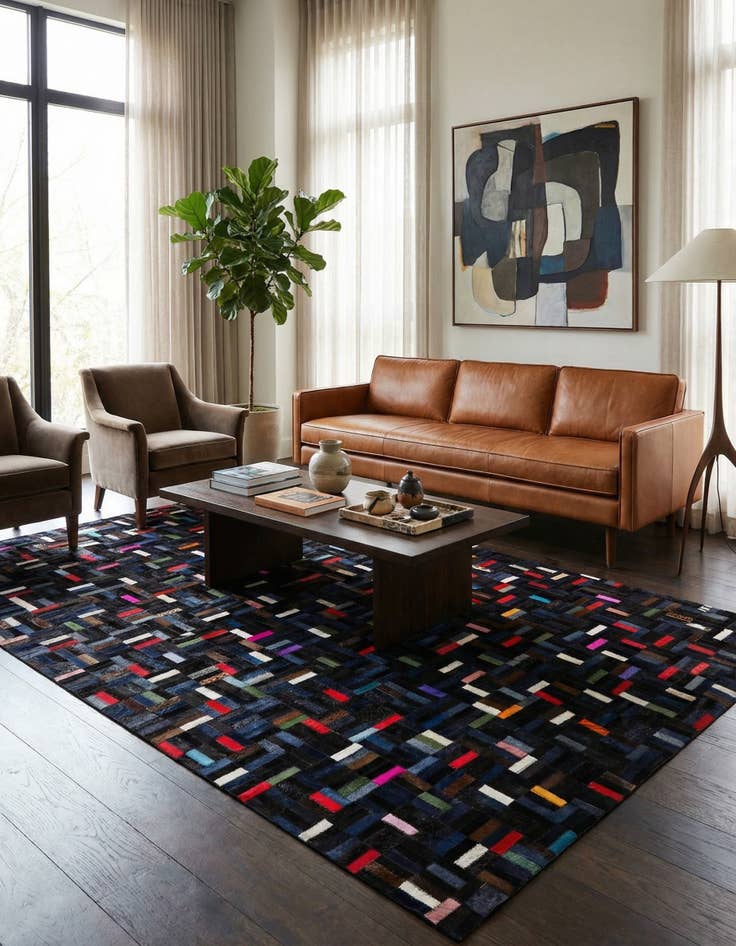 Detail image of  5' 1 x 8' 2 Cowhide - Patchwork Rug