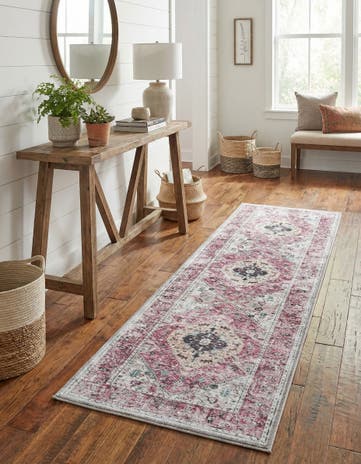Light Coral Pink Washable Yara Runner Rug