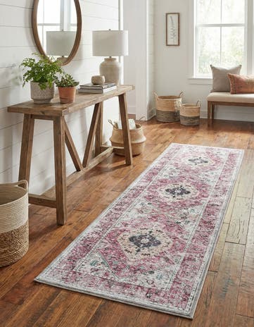 Light Coral Pink Washable Yara Runner Rug