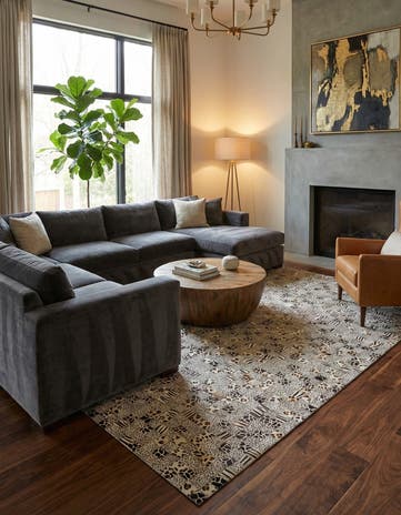 5' 1 x 8' Cowhide Leather Rug
