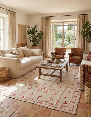 5' 11 x 7' 5 Hand Woven Kilim Suzani Wool Rug