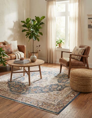 Blue Ivory Deepa Square Rug