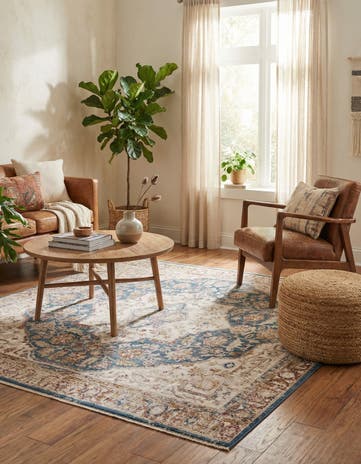 Blue Ivory Deepa Square Rug