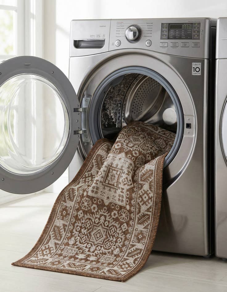 Detail image of 2' x 6'  Washable Aztec Indoor / Outdoor Runner Rug