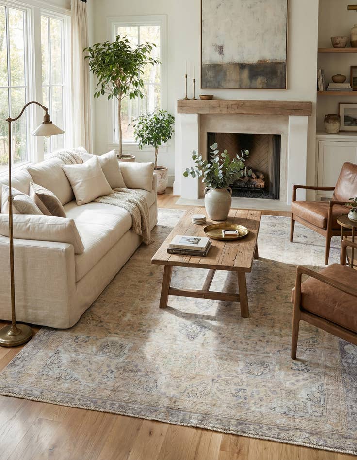 Detail image of 5' 6 x 9'  Hand Knotted Ultra Vintage Persian Wool Rug