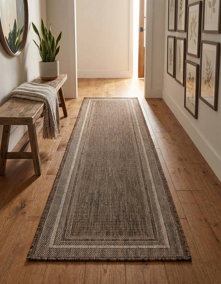 Detail image of 2' x 8'  Washable Border Indoor / Outdoor Runner Rug