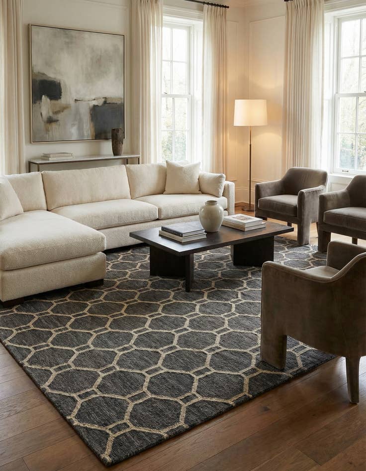 Detail image of 9' 1 x 11' 10  Hand Knotted Luna Wool Rug