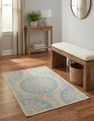 Aqua Easy-Clean Botanical Indoor / Outdoor Rug