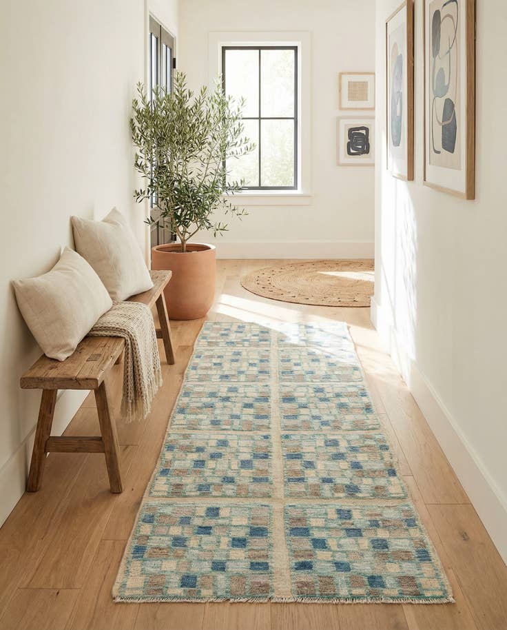 Detail image of 3' 9 x 9' 6 Hand Knotted Moroccan Wool Runner Rug