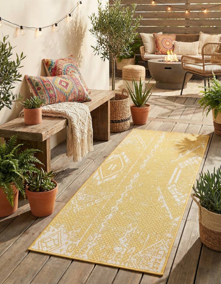 Detail image of  2' x 4'  Washable Bohemian Indoor / Outdoor Runner Rug