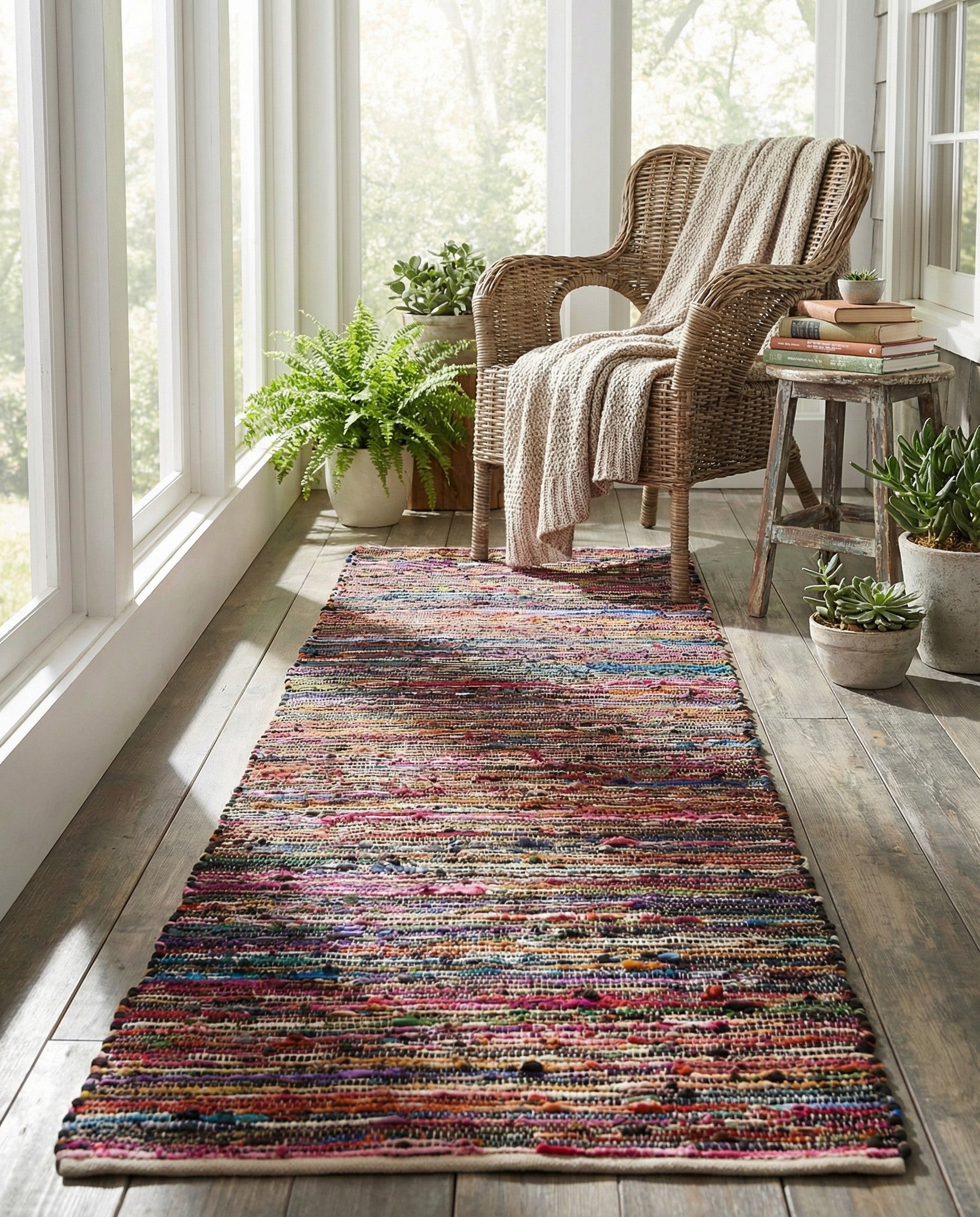 2' 7 x 12' Hand Woven Chindi Cotton Runner Rug