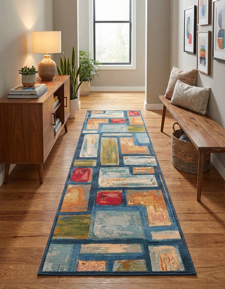 Detail image of 2' 7 x 9' Easy-Clean Modern Indoor / Outdoor Runner Rug