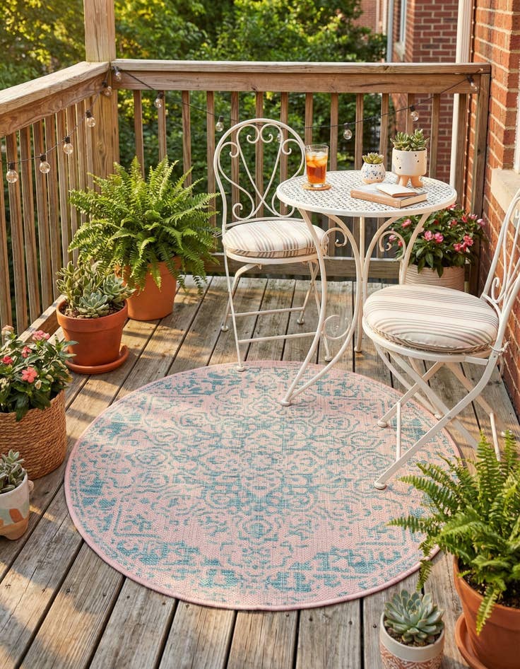 Detail image of  3' x 3'  Washable Jill Zarin Dubai Indoor / Outdoor Round Rug