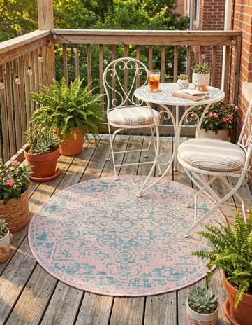 3' x 3' Easy-Clean Jill Zarin Dubai Indoor / Outdoor Round Rug