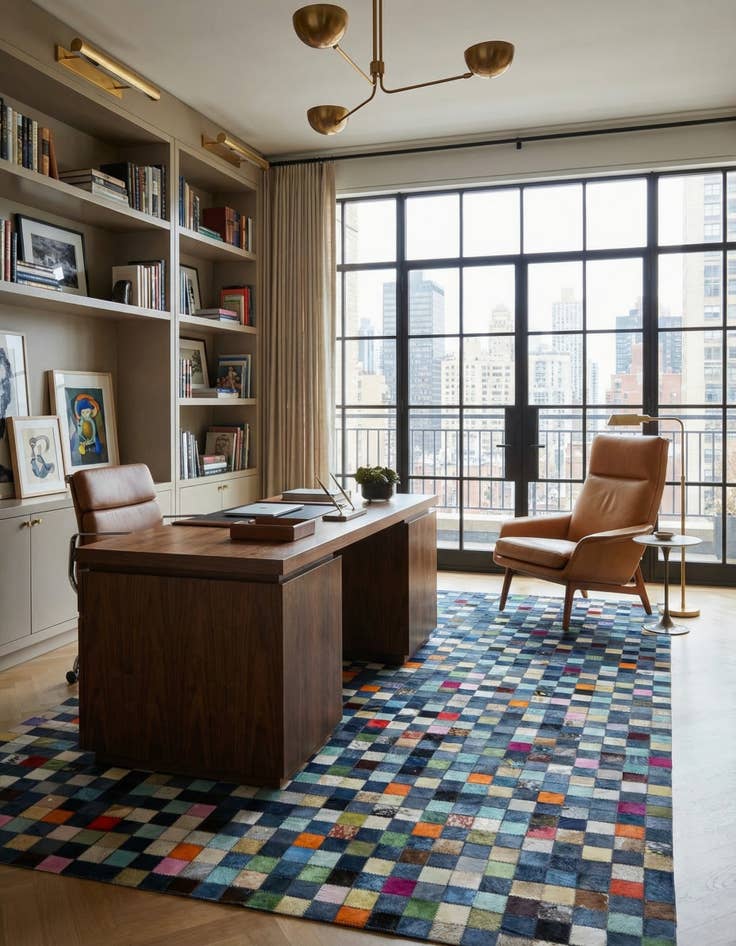 Detail image of 5' 1 x 8' Cowhide Leather Rug