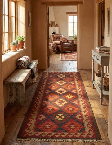 3' 6 x 6' 6 Hand Woven Kilim Maymana Wool Runner Rug